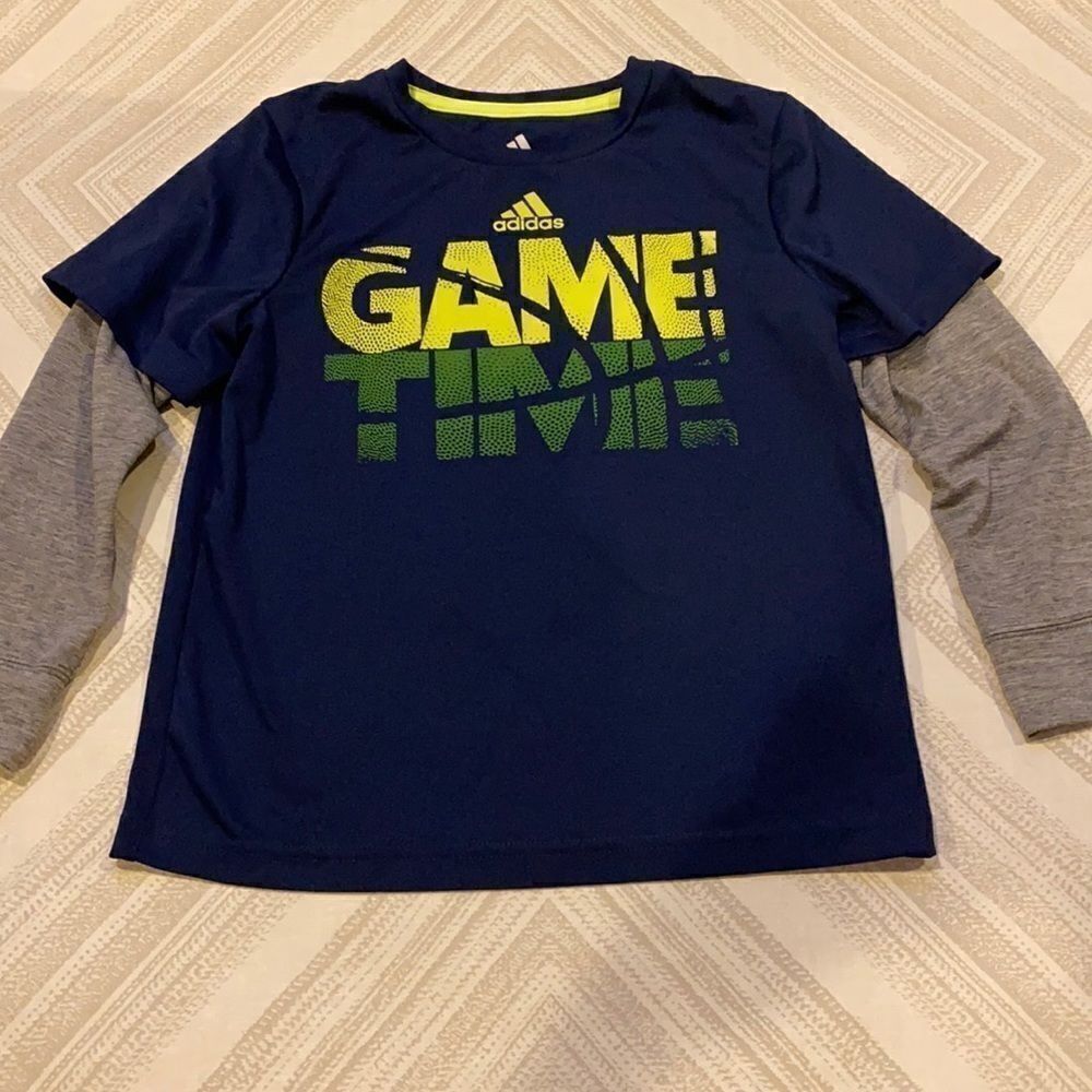 Adidas Boys Navy ‘Game Time’ Long Sleeve Top